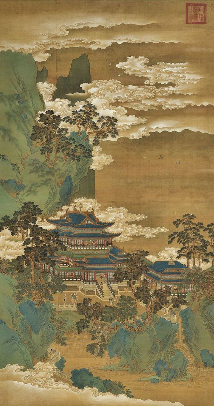 中式楼阁山水壁纸壁画 (21).jpeg_图1