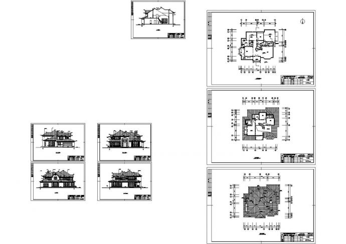 青浦信达小区二层别墅建筑设计cad图纸，共8张_图1