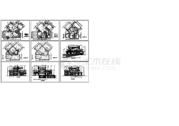 北京某金色家园二层别墅全套施工cad图纸，含效果图-图一