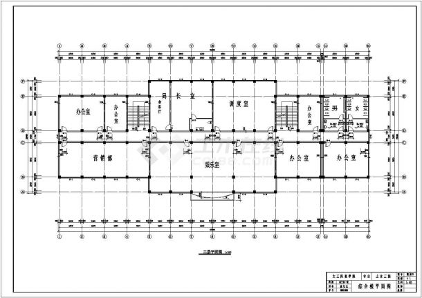 5000平米五层框架办公建筑结构CAD图-图一