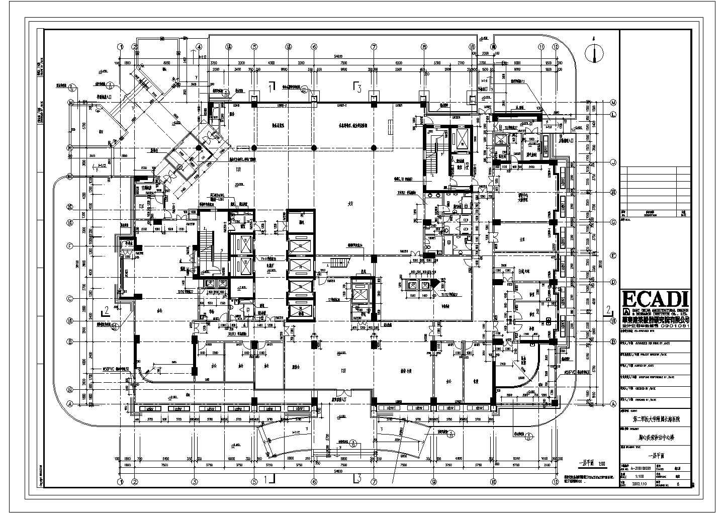 某医院施工图一层平面CAD节点详细设计图纸