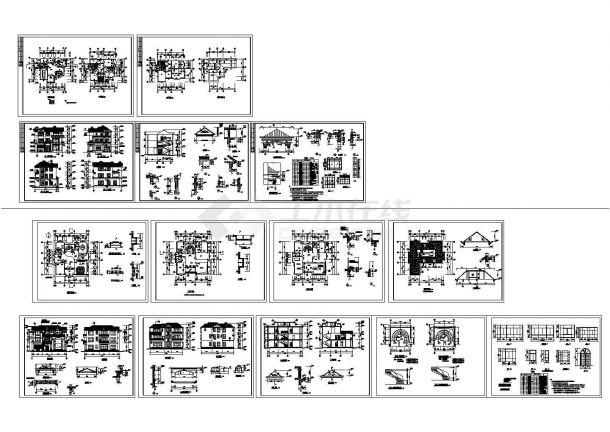北京可得小区三层别墅施工设计cad图纸，含说明-图一