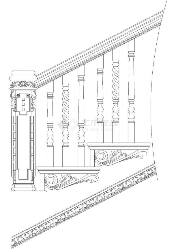 经典楼梯栏杆扶手设计cad立面及大样图（甲级院设计）-图二