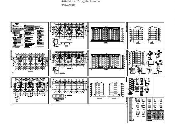 3961平方米六层框架结构住宅楼建筑施工cad图(含阁楼设计)-图一