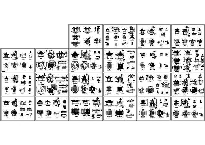 几十种古代建亭子全套园林CAD设计施工图_图1