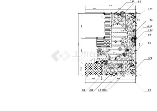 15.1x12.3m住宅庭院绿化设计总平面图-图一