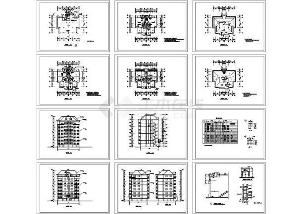 8层复式1梯2户普通住宅楼建筑设计施工图纸-图一