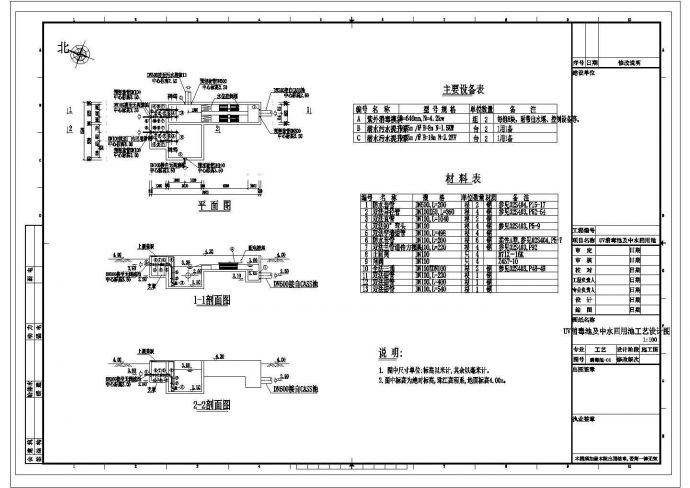 [广东]6万平污水处理厂CAD建筑给排水及工艺消毒池_图1