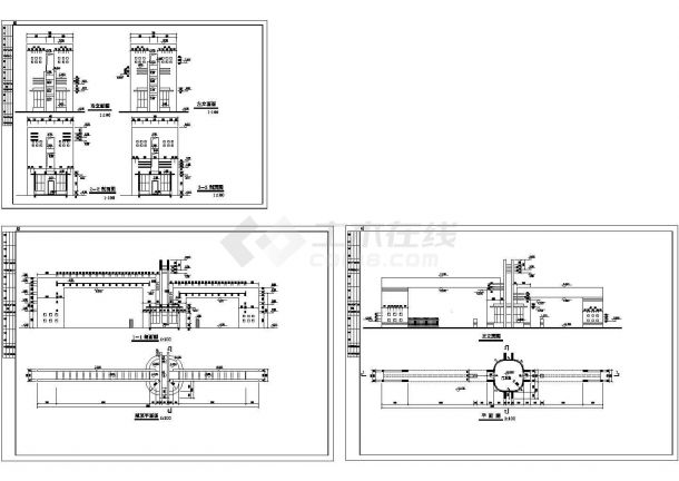 【合肥】某门楼建筑设计施工CAD全套图纸-图一