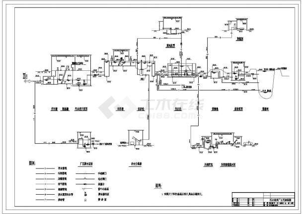 某污水处理厂工艺流程图CAD大样设计图纸-图一