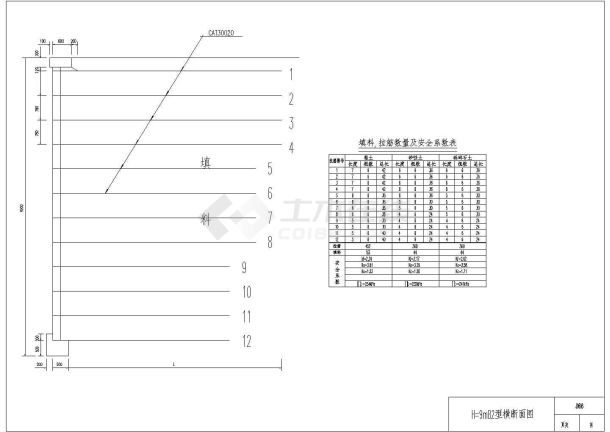 加筋挡土墙工程图 14H＝9米B2型断面图CAD版-图二