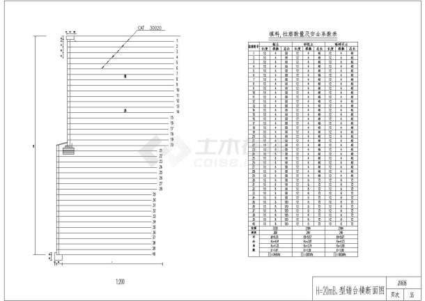 加筋挡土墙工程图集CAD版 34H=20米B1型错台断面-图一