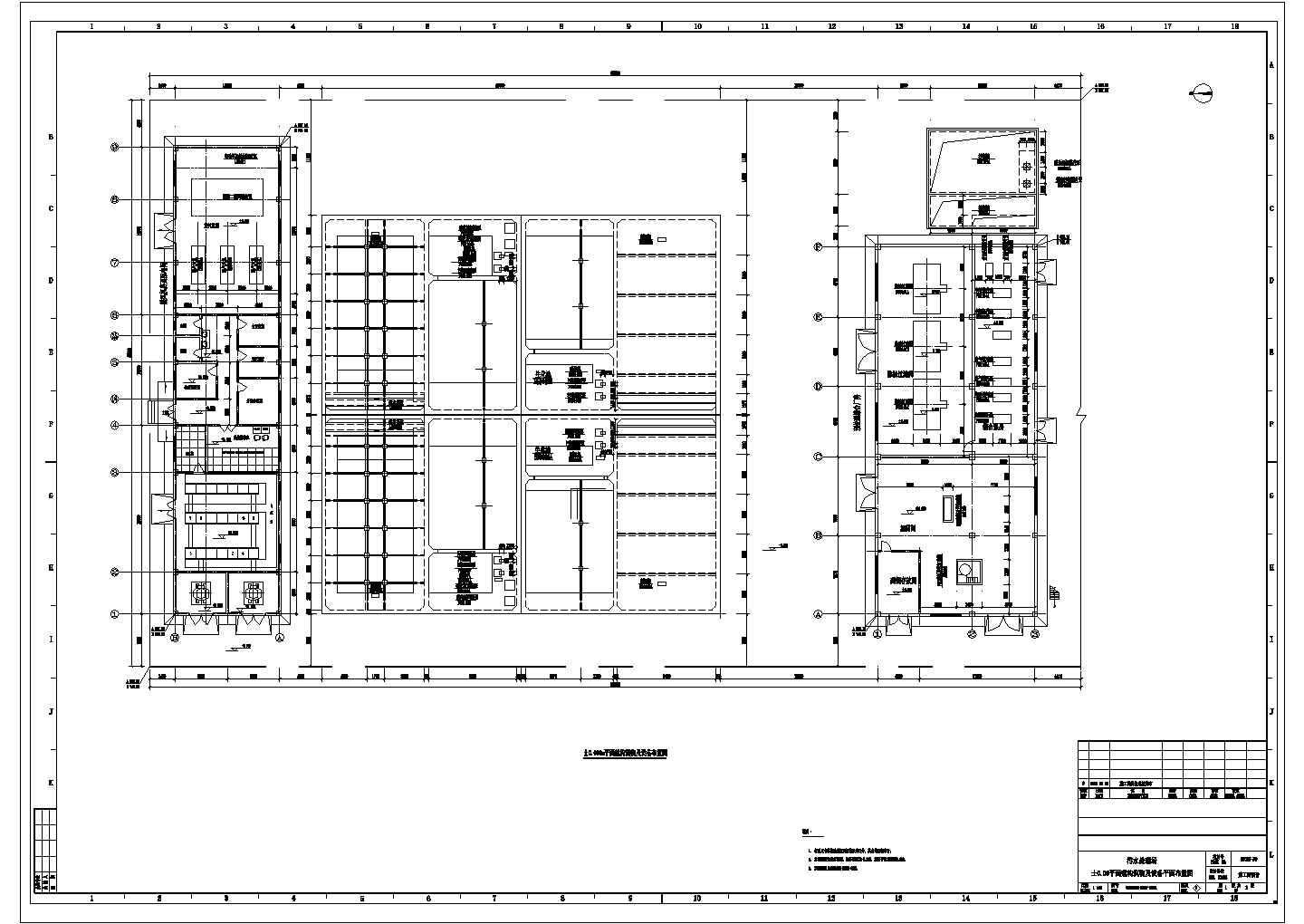 某污水处理场平面建构筑物及设备CAD设计平面布置图