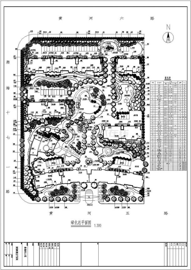 江南某居民小区高端绿化设计平面CAD图纸-图一