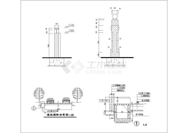 某建工医院CAD施工节点设计图纸-图一