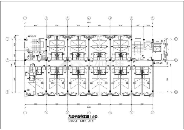 某宾馆CAD完整详细装饰改造工程九层平面布置图-图一