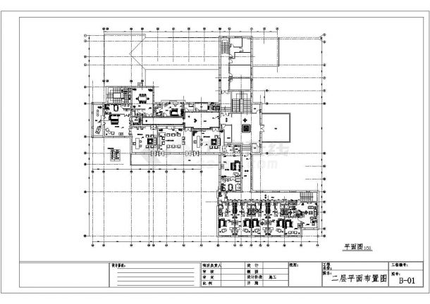 某北京五星级宾馆部分CAD设计施工图二层平面布置图-图一