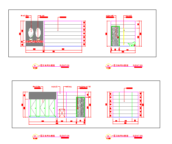 某浴场施工图CAD详细完整构造卫生间设计图