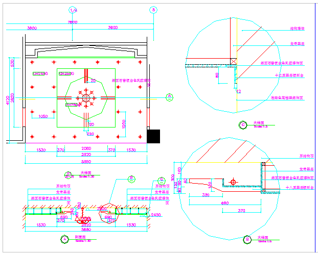 某大酒店全套图平面3层接待室CAD详细设计节点图纸