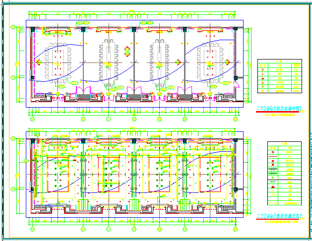 某生态园林主题会议酒店二层会议室平面及天花图CAD设计图纸