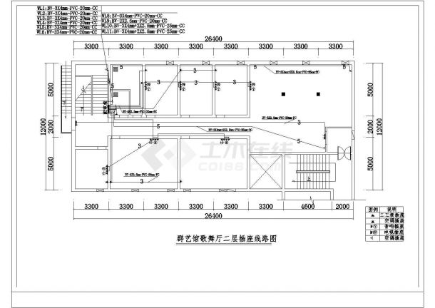 安徽省天长市群艺馆KTV全套包房装修设计CAD图纸-图二