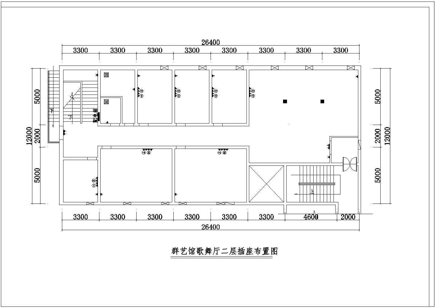 安徽省天长市群艺馆KTV全套包房装修设计CAD图纸