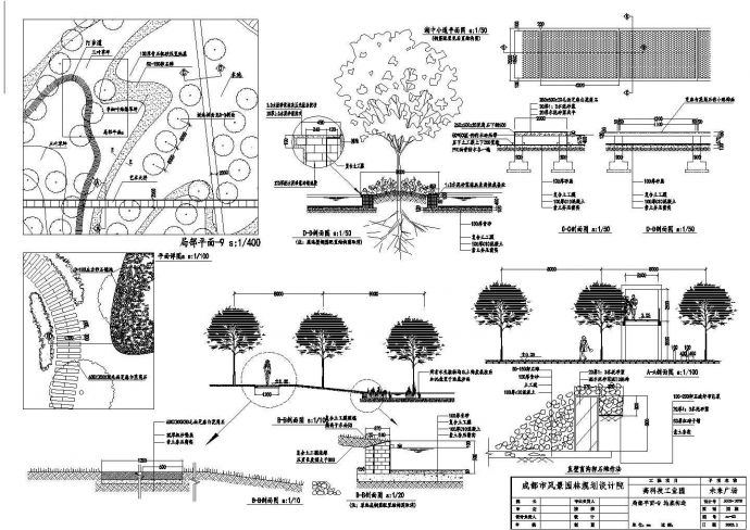 某成都置信未来广场竣工池底构造局部平面CAD大样设计图纸_图1