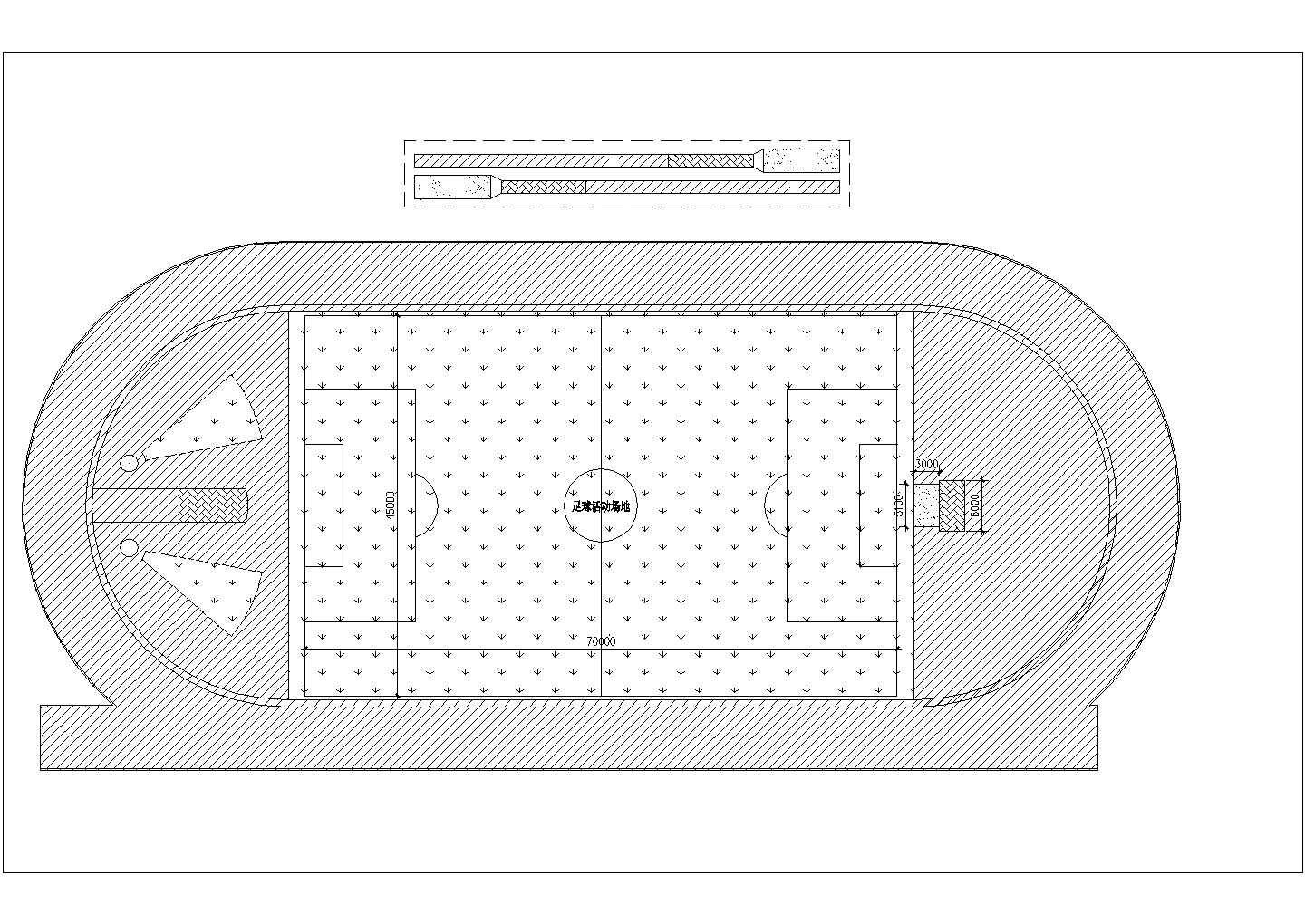 浙江省某大学内部风雨操场及运动场全套施工设计CAD图纸