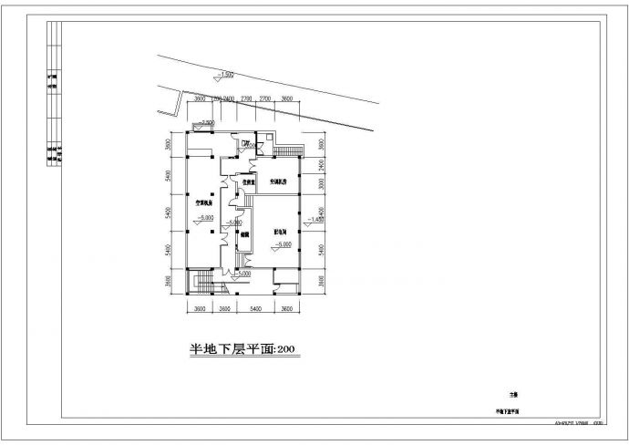 某长87.33米 宽44.84米 地下半地上3层中式现代风格历史博物馆CAD建筑方案图A B C剖面半地下层平面_图1