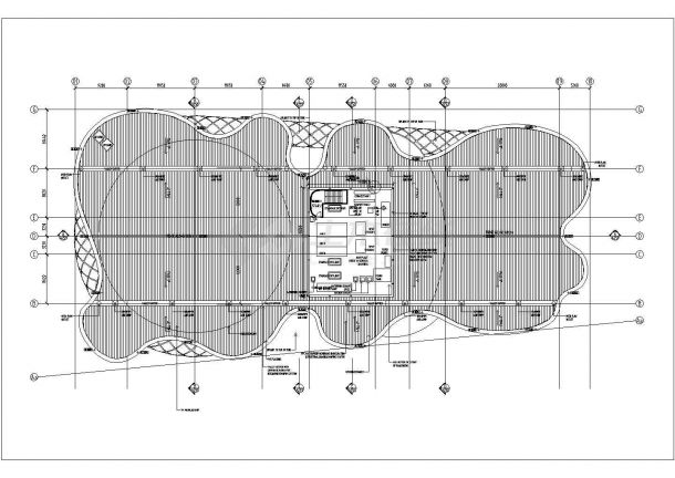 某8197平米展览建筑CAD展馆工程项目方案设计屋顶平面图-图一