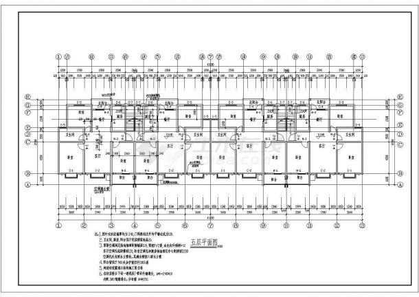 某5200平米砖混住宅毕业设计砖混结构CAD住宅楼施工图-图一