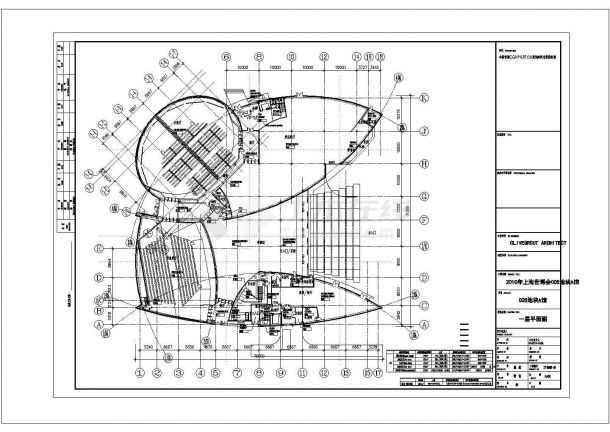 某6141平米展览展馆建筑CAD初步设计方案图一层平面图-图一
