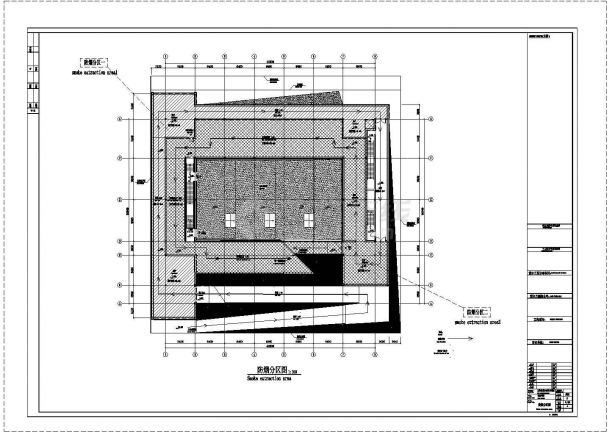 某长51米 宽51米 3层2609.2平米展览展馆建筑CAD初步设计方案图防烟分区图-图一