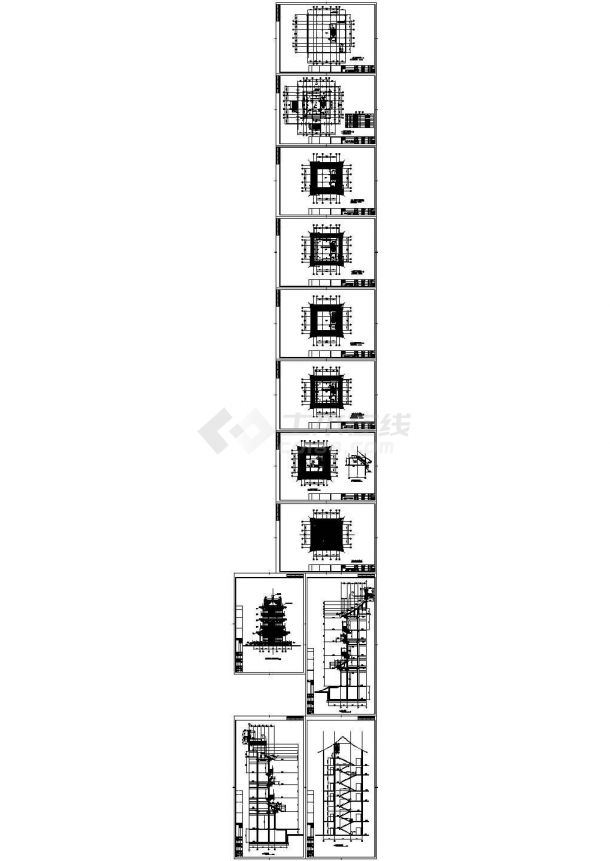 水云阁建筑初步设计施工cad图纸（含效果图，共十二张）-图一