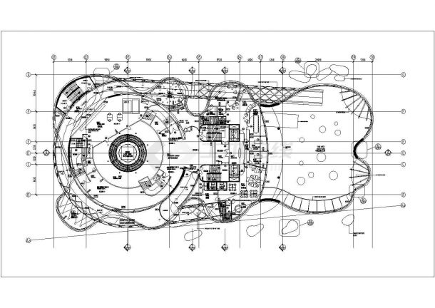 某展览建筑cad完整展馆工程项目方案设计二层平面图