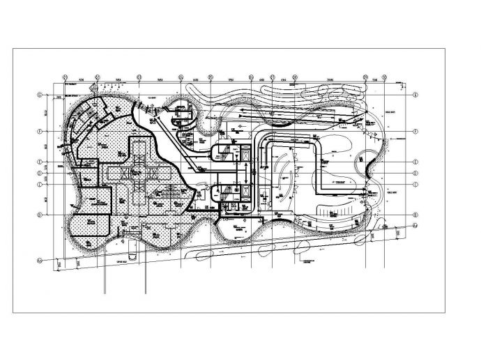 某展览建筑CAD展馆工程项目方案设计一层平面防火分区示意图_图1