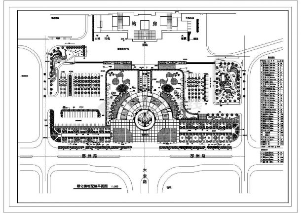 某火车站广场绿化CAD详细节点完整平面图-图一