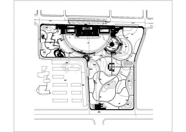 某市南片新区公园行政中心广场新区公园规划底图CAD设计图纸-图一