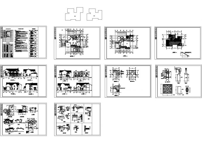 500平方米苏式江南二层别墅建筑结构水电施工cad图纸_图1