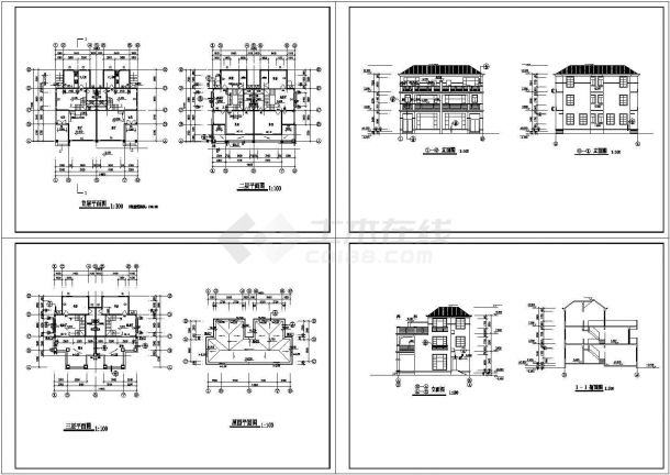 15套精品现代风格别墅建筑设计CAD图纸-图一