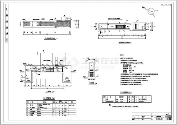 [新疆]3万吨排水改扩建工程污水处理厂项目全套工艺紫外线消毒渠CAD给排水工艺图-图一