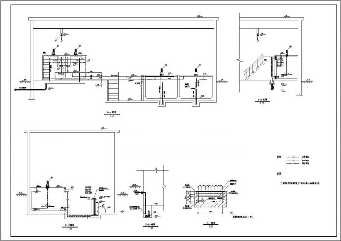 某给水厂加药间CAD给排水大样节点完整图纸_图1