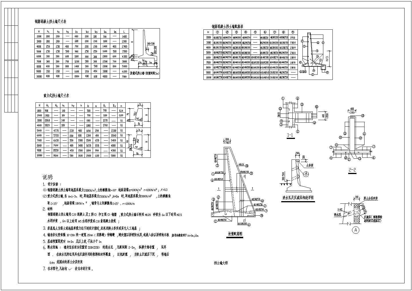 某地扶壁式挡土墙结构CAD