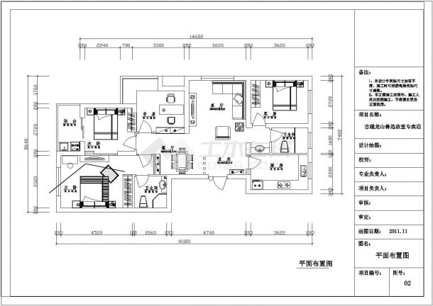 某现代卧室家装CAD详细完整设计施工图-图二