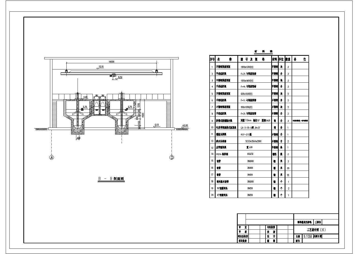 [宁夏]城区污水处理厂细格栅沉砂池CAD环保节点设计图纸