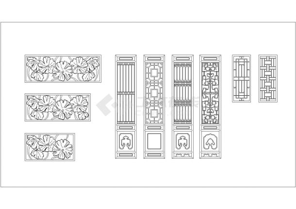 某古建筑门窗及花园围墙CAD节点详细设计图-图一