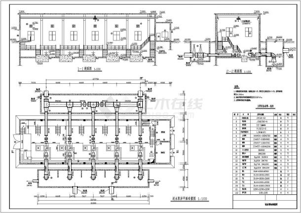 [广东]20万吨给水厂工艺设计全套二级泵站CAD给排水构造图-图一