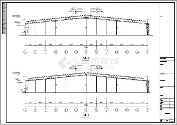 西锦石材一期钢结构厂房工程设计CAD图纸-图二