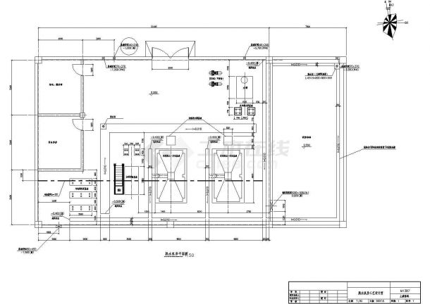 [山东]某污水处理厂整套脱水机房CAD大样设计工艺图-图一