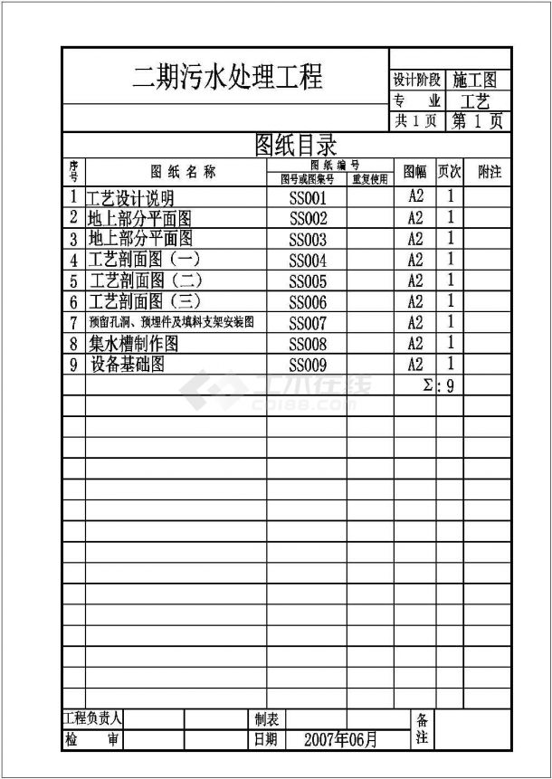 液晶显示器污废水处理工艺设计建筑施工cad图纸-图一